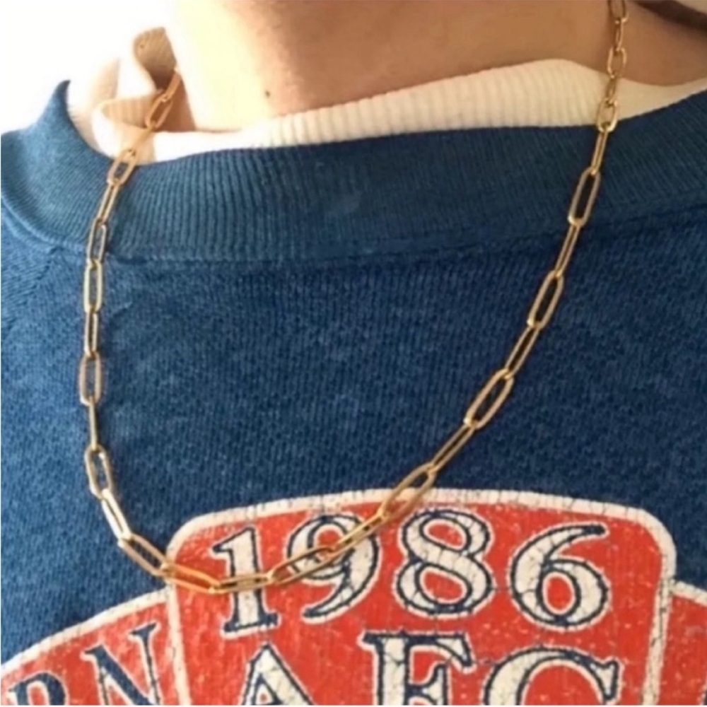 New! Gold Paperclip Chain Necklace (1010)